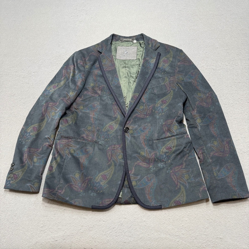 Messagerie Blazer Mens IT 50 US 40 Green Paisley Sport Coat Designer Made Italy